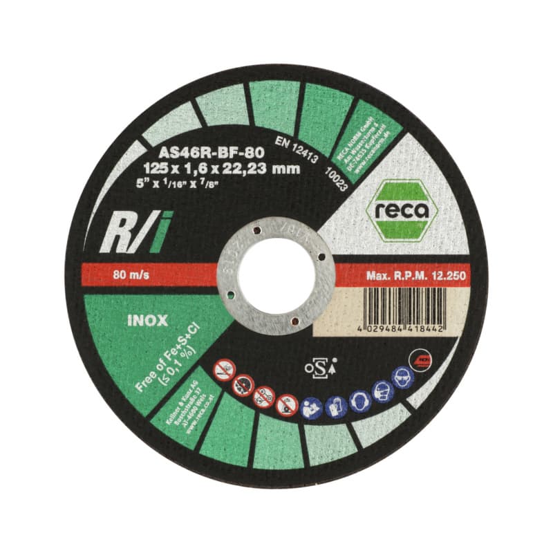 R/i cutting disc for stainless steel, straight, 125 x 1.6 x 22.23 mm