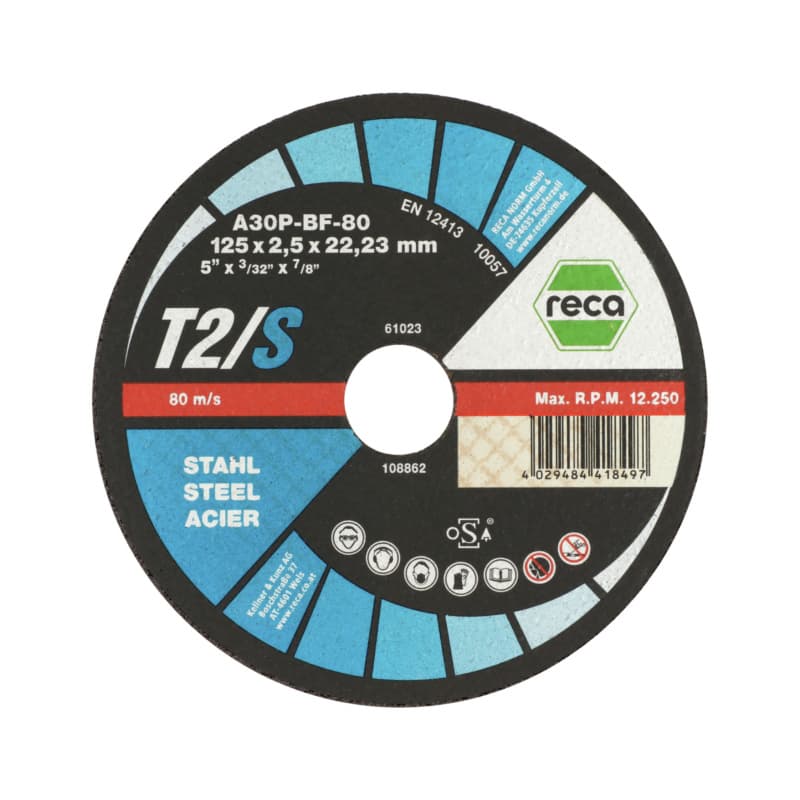 T2/s cutting disc for steel, straight, 115 x 2.5 x 22.23 mm