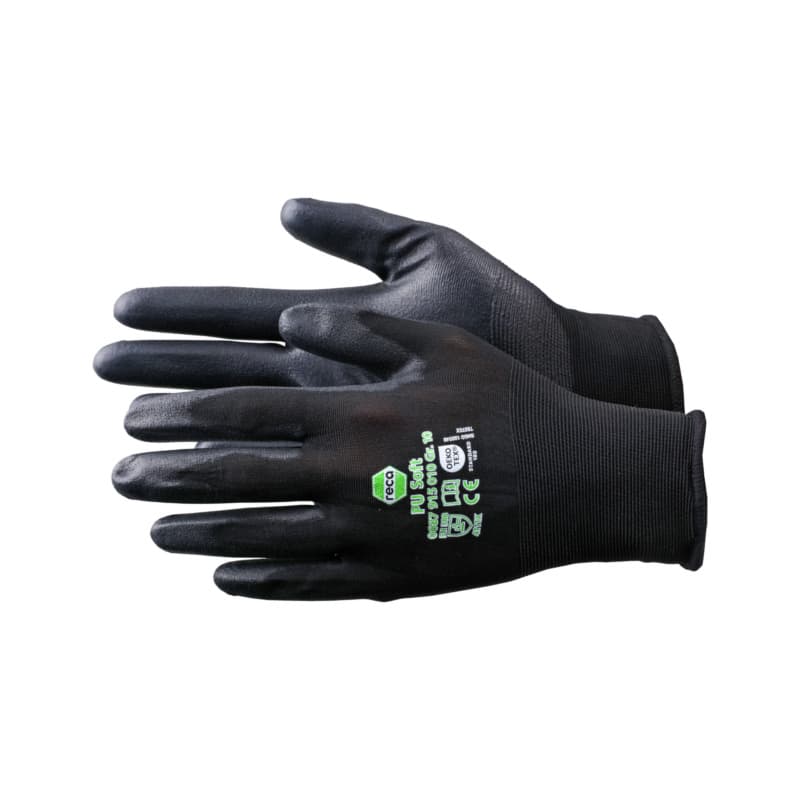 PU Soft assembly glove, nylon, EN 388, black, size 6