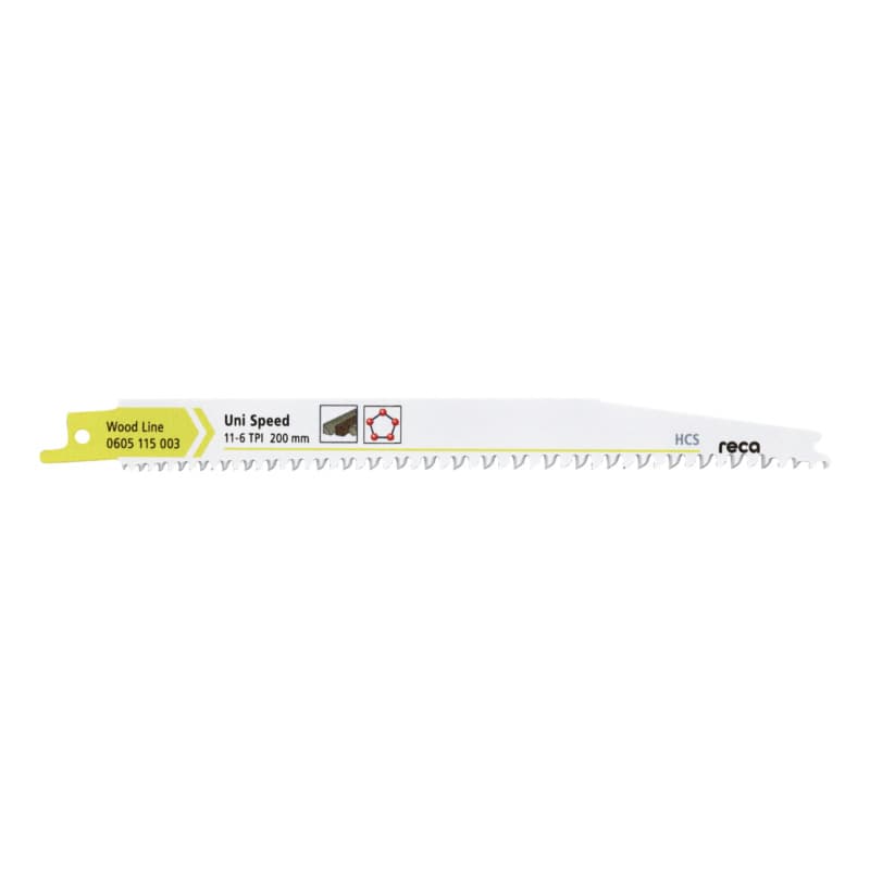RECA sabre saw blade Uni Speed Wood tooth pitch 11-6 TPI / ZpZ length 200 mm