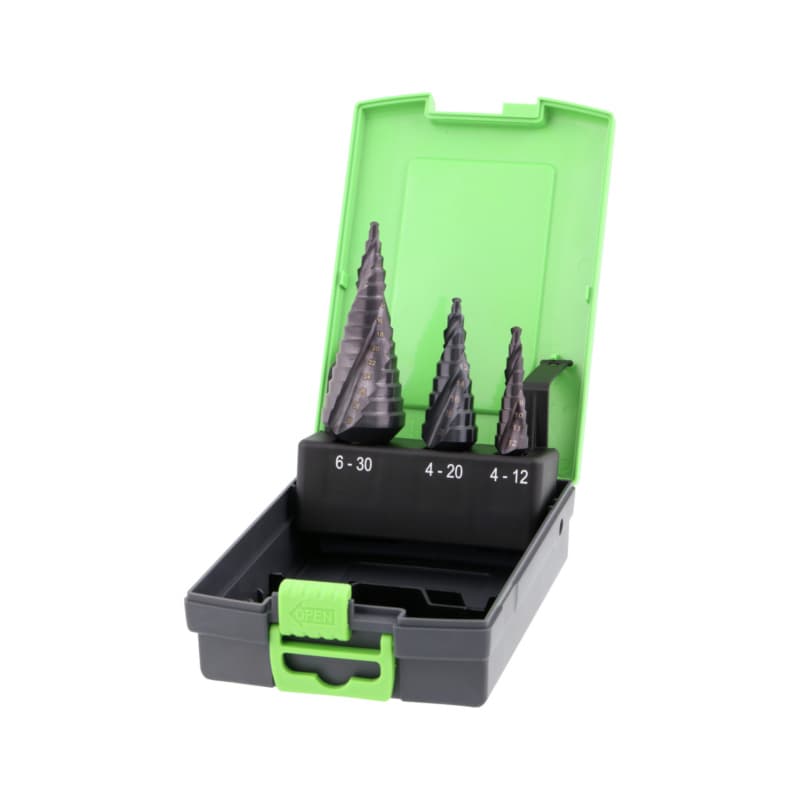 Stepped drill bit set TiAlN HSS TiAlN 3 pcs