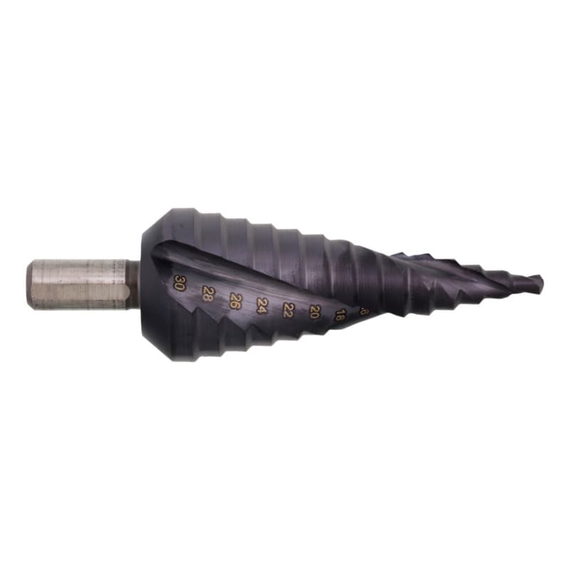 Stepped drill bit HSS-TiAlN 4–30 mm