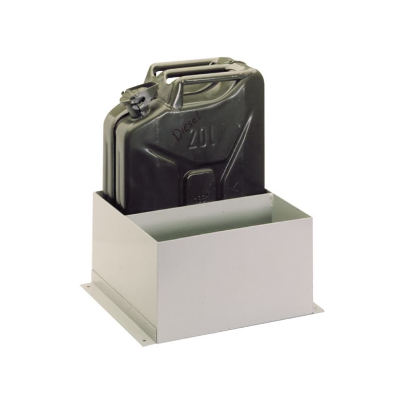 Holder for petrol/oil canister, 200x345x360 mm, RAL 9006, textured