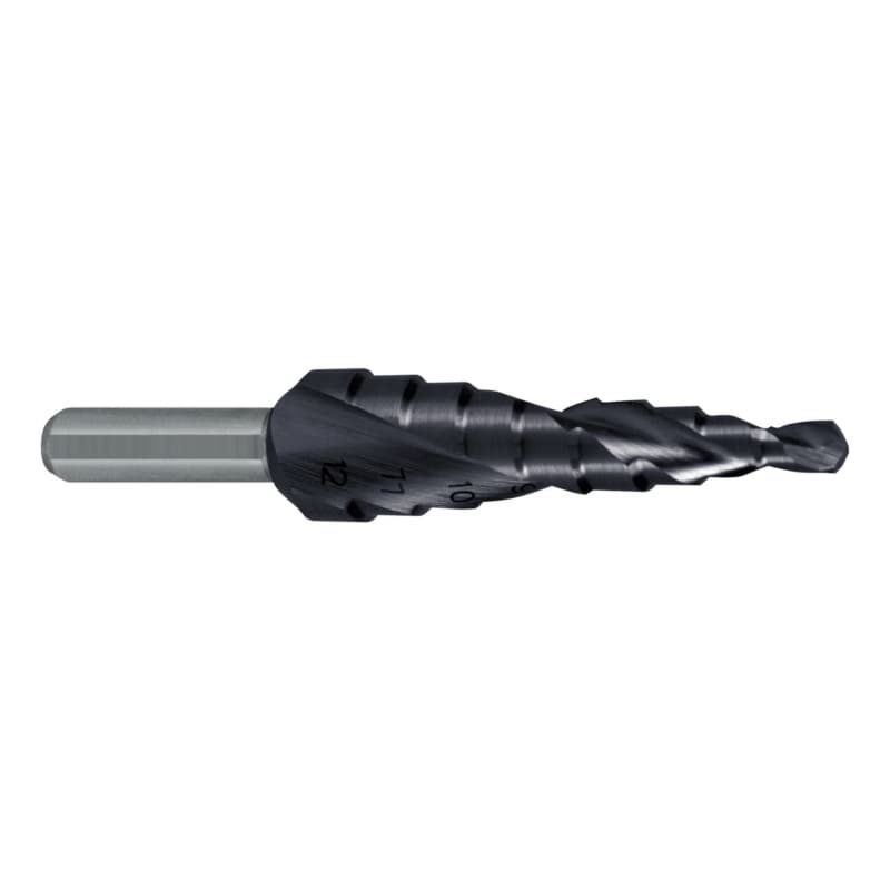 Stepped drill bit HSS TiAlN 4–12 mm