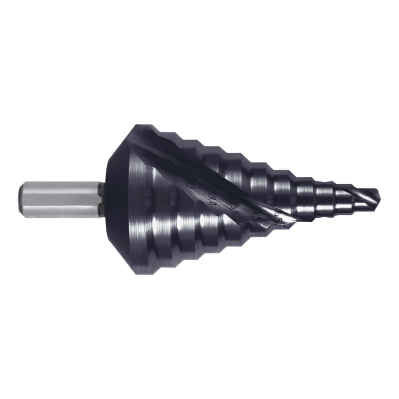 Stepped drill bit HSS TiAlN, through hole, 6.5–40.5 mm