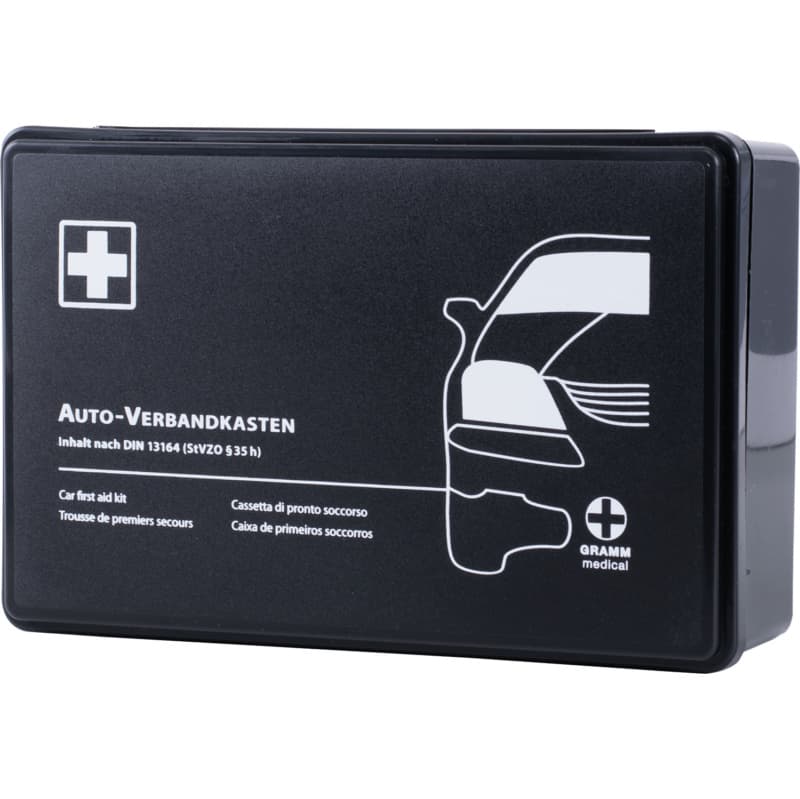 Vehicle first aid kit DIN 13164 plastic, black 260x85x180 mm