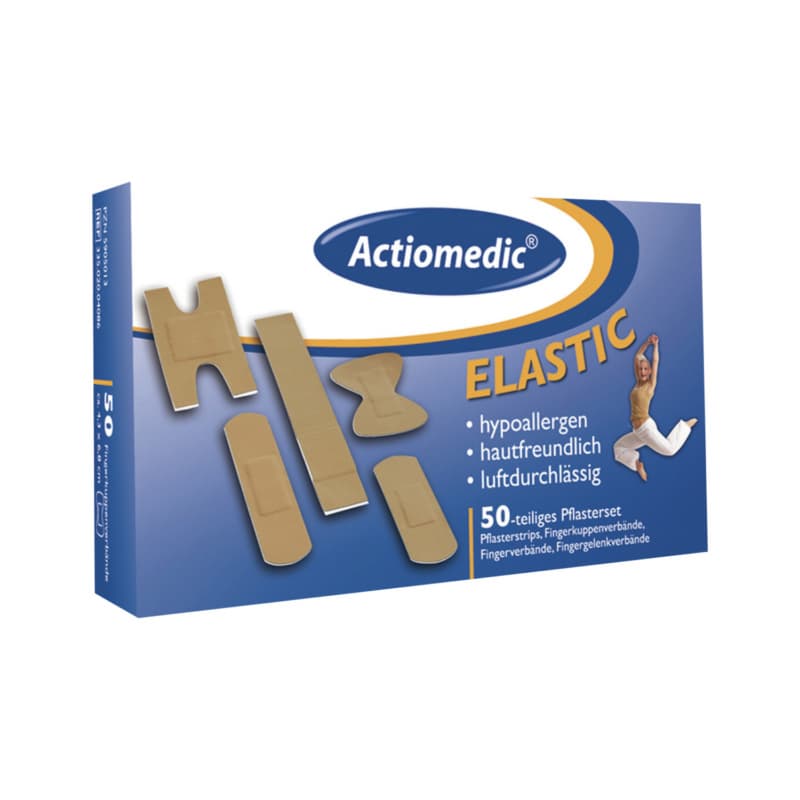 Actiomedic ELASTIC plaster set, ELASTIC, 50-piece Textile webbing, skin-coloured