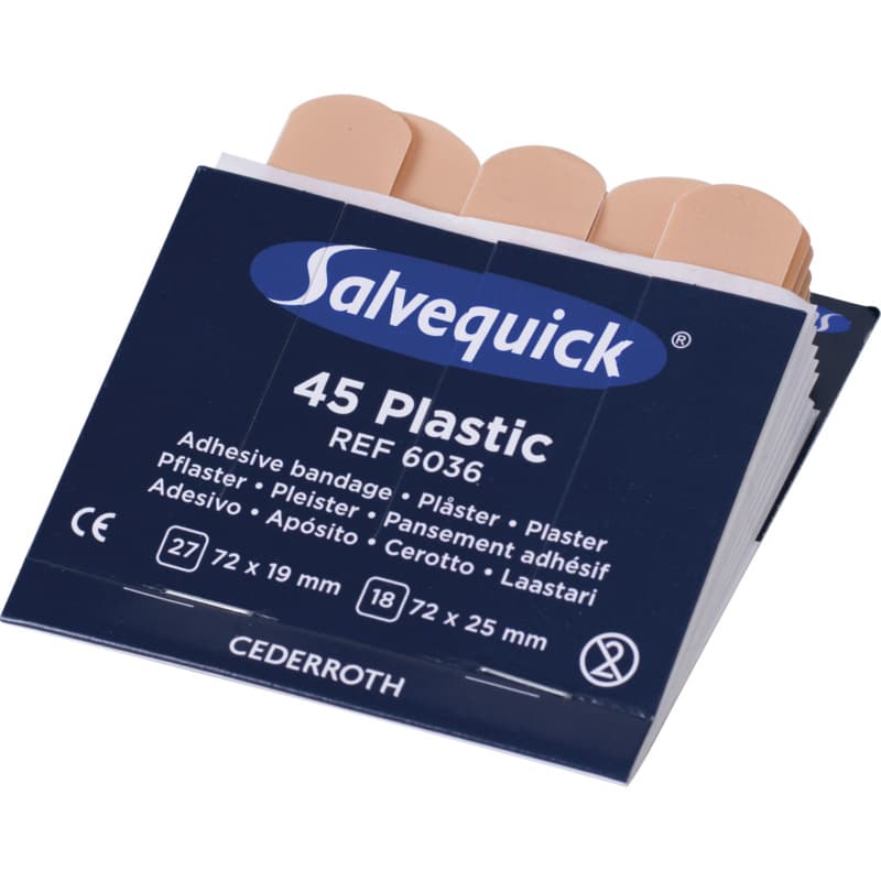 SALVEQUICK refill pack, 45 plaster strips, water-repellent, skin-coloured