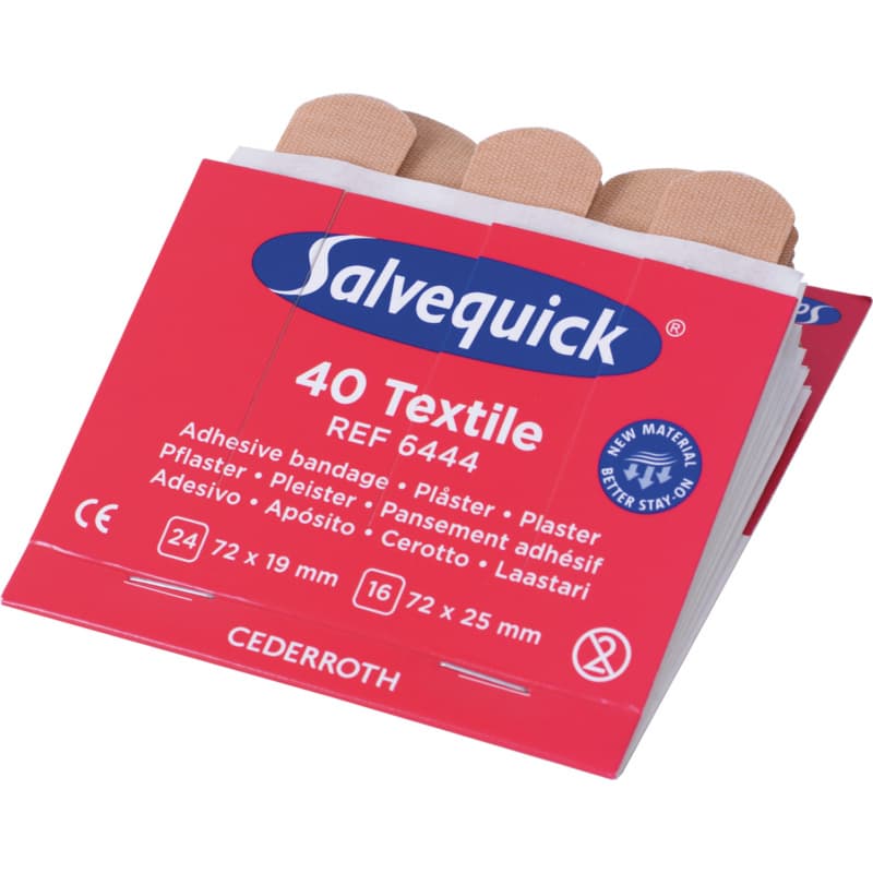 SALVEQUICK refill pack, 40 plaster strips, elastic, skin-coloured