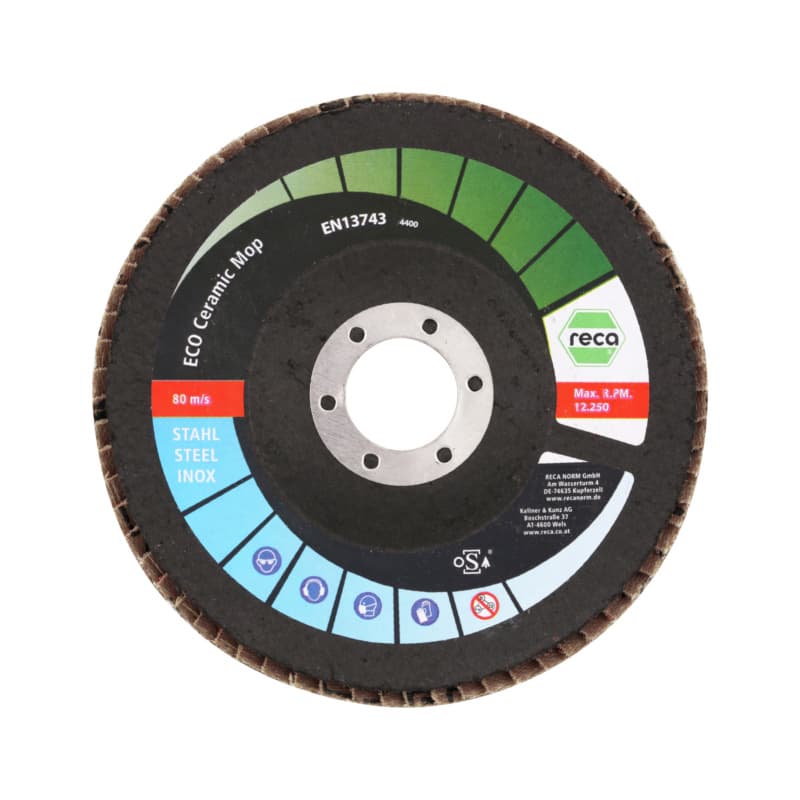 ECO ceramic mop, abrasive flap disc, grain 40, ceramic grain, 115 mm