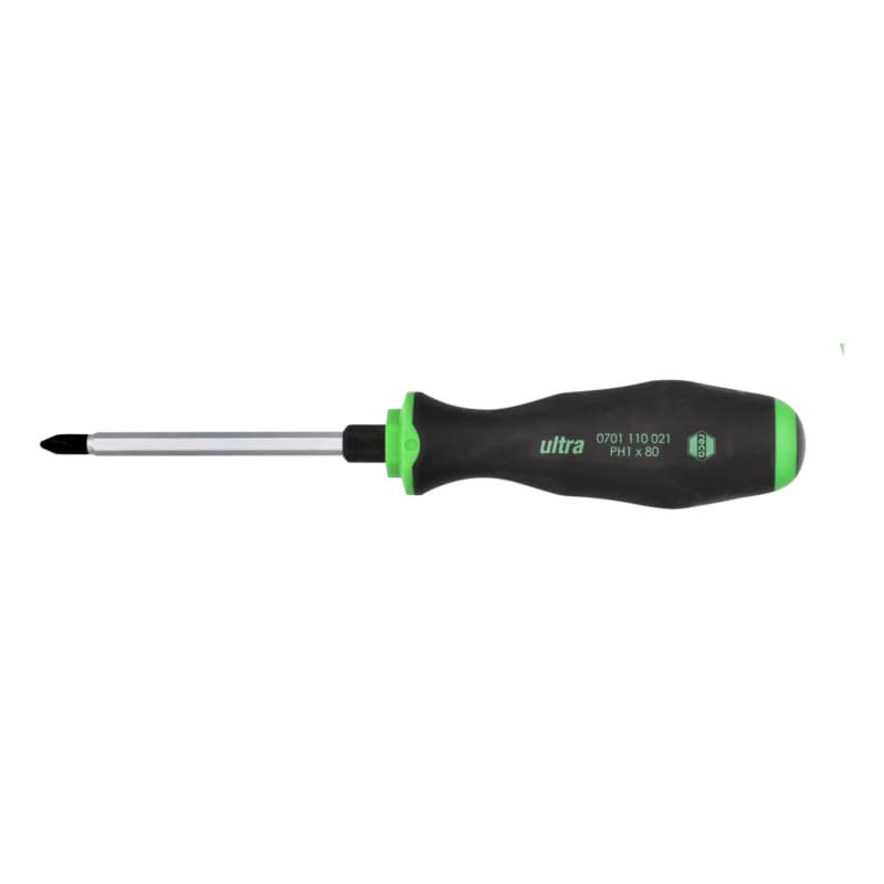 RECA ultra screwdriver with striking cap, PH 1 recessed head