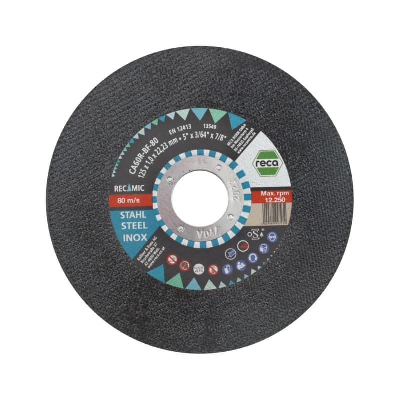 RECAMIC cutting disc f. stl and stainless steel, straight, 125 x 1.0 x 22.23 mm