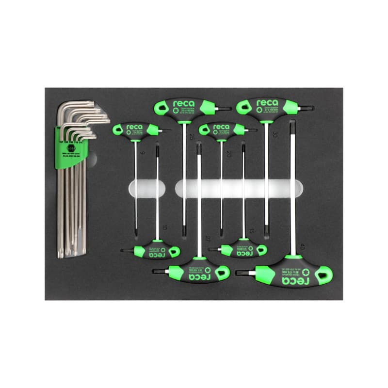 RECA inlay T-handle TX wrench empty 9 pcs laser cut 283x396 mm