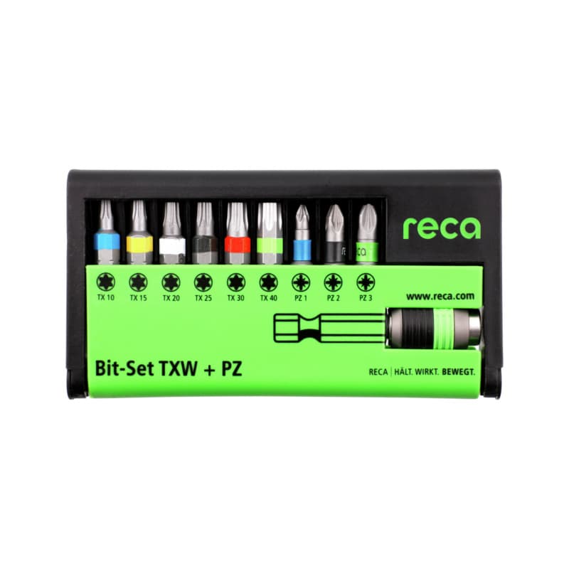 RECA bit set PZ+TXW 10 pcs., with bit holder 1/4", E 6.3 PZ / TXW