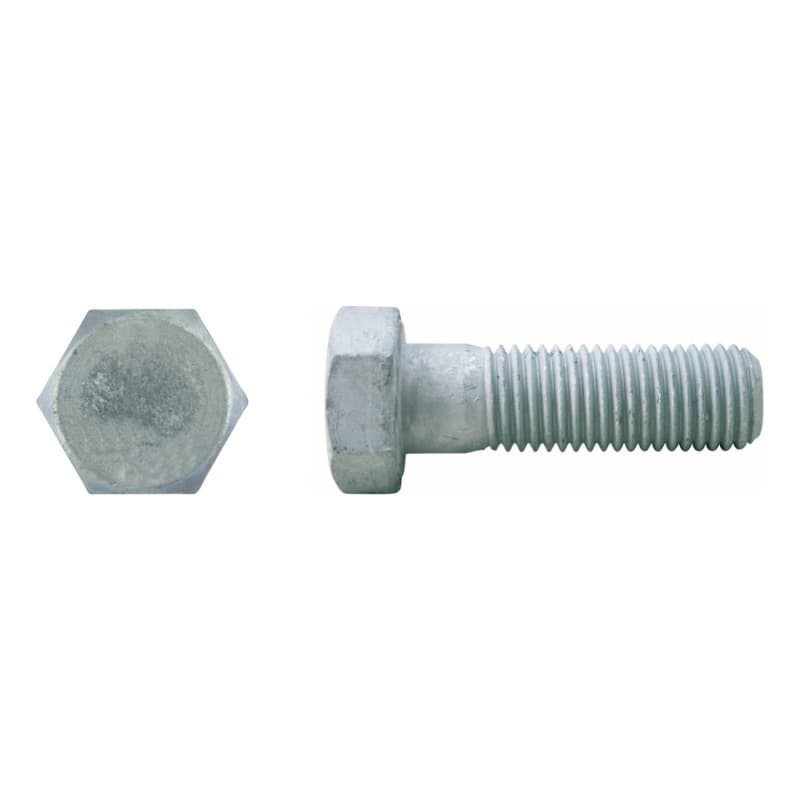 Hexagon head bolt, DIN 931 8.8U hot-dip galvanised, AF 17, M10 x 100