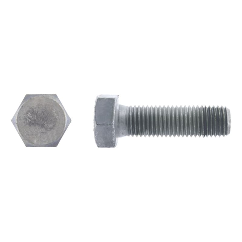 Hexagon head bolt, DIN 933, 8.8U hot-dip galvanised, 17 AF, M10 x 20