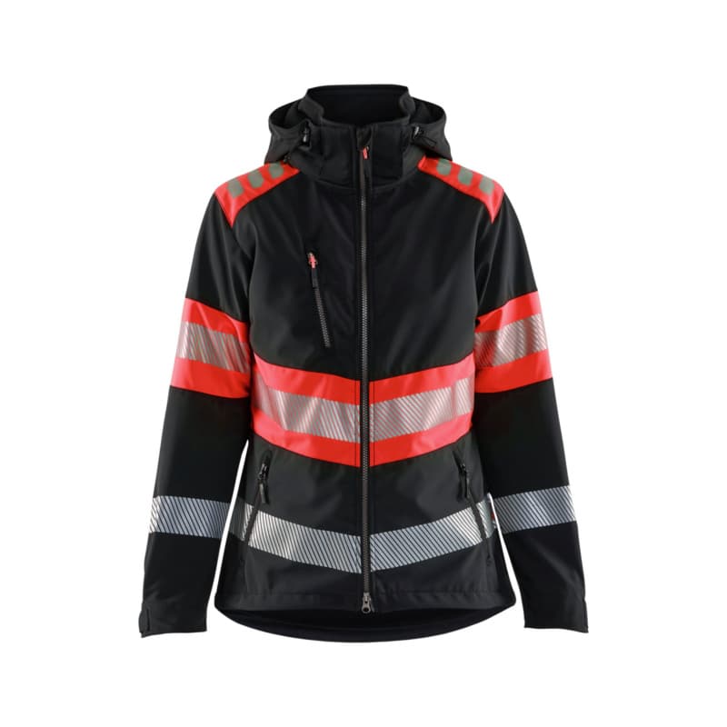 Damen High Vis Softshell Jacke Schwarz/High Vis Rot 4404 2513 9955 L