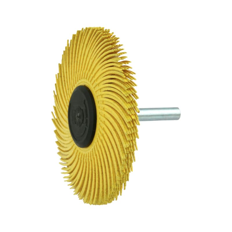 Spindle-mounted wheel brush, yellow, grain 80, 50 mm for straight grinder