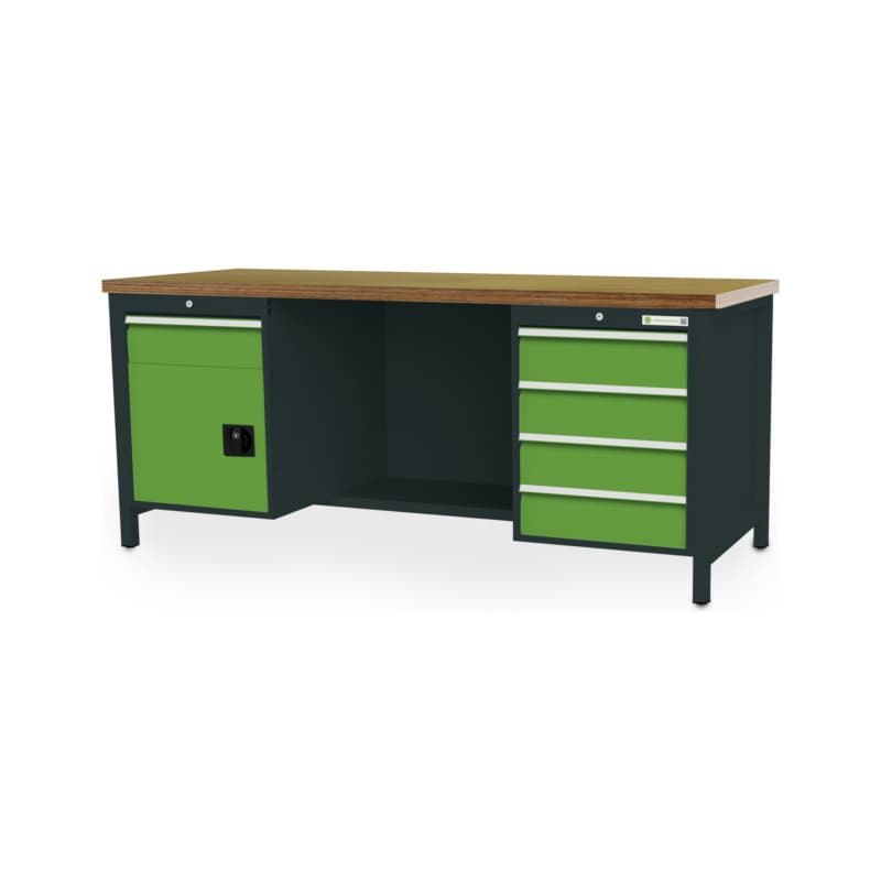 RECA Kastenwerkbank 2000 x 750 x 859 mm mit 5 Schubladen & Flügeltür