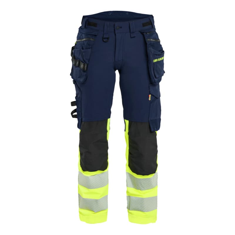 Women's trousers hivis 4-way stretch navy blue/hivis yellow 7025 1648 8933 D18