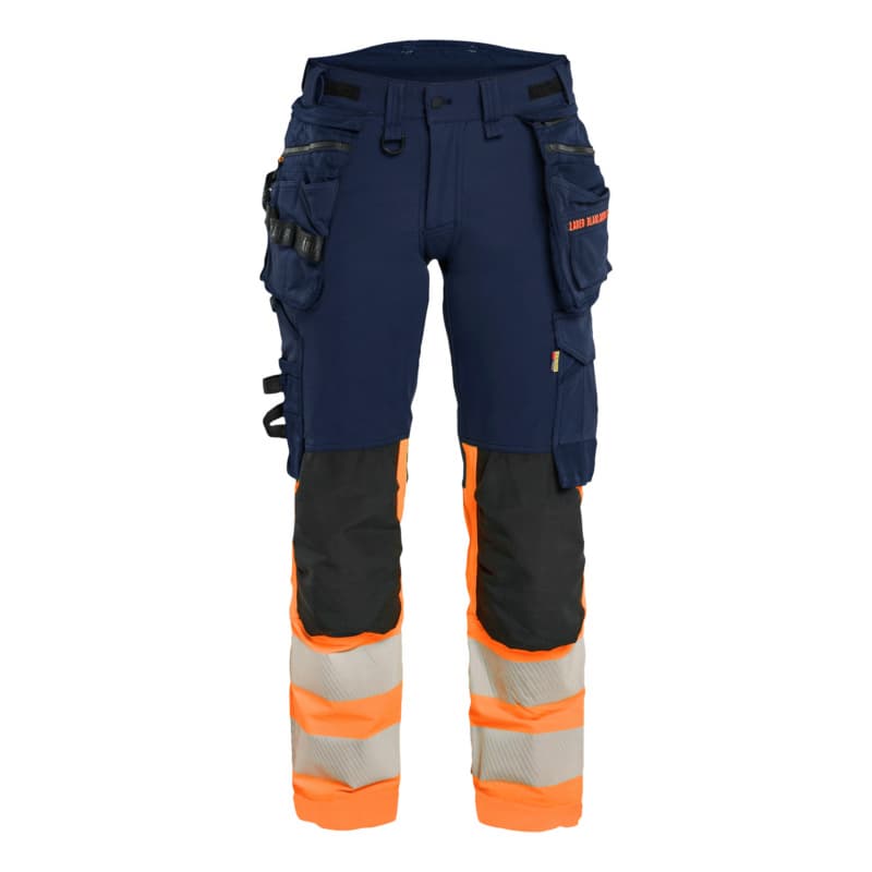 Women's trousers hivis 4-way stretch navy blue/orange 7025 1648 8953 C34