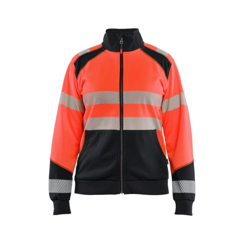Women's sweatshirt HiVis with zip. HiVis Red/Black 3508 2528 5599 L