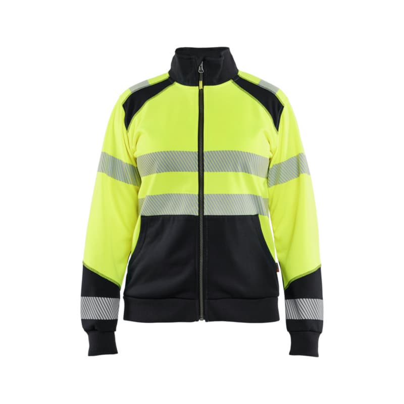 Women's sweatshirt HiVis with zip. HiVis Yellow/Black 3508 2528 3399 L