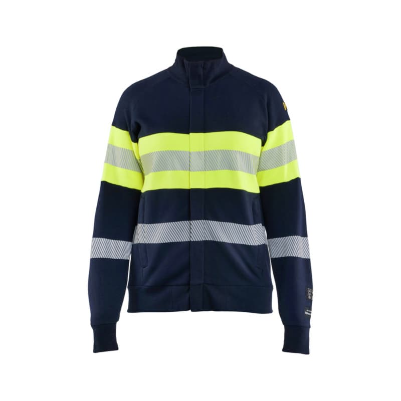 Da Multin Sweatshirt HiVis Reißvers. Marineblau/HiVis Gelb 3472 1762 8933 L