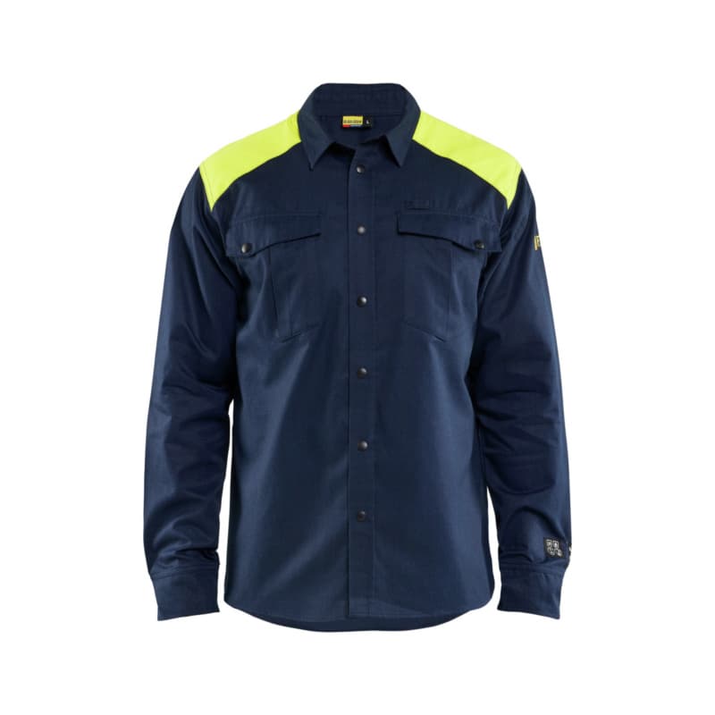 Multinorm Hemd Marineblau/ High Vis Gelb 3238 1517 8933 4XL
