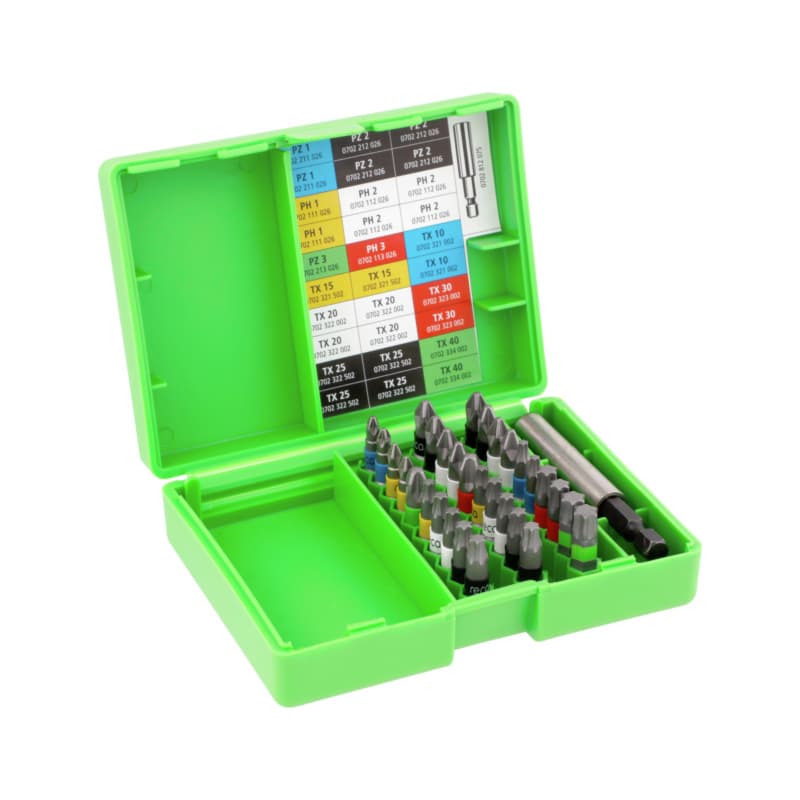Bit set torsion, 31 pcs, with bit holder 1/4 inch, E 6.3 PH/PZ/TX