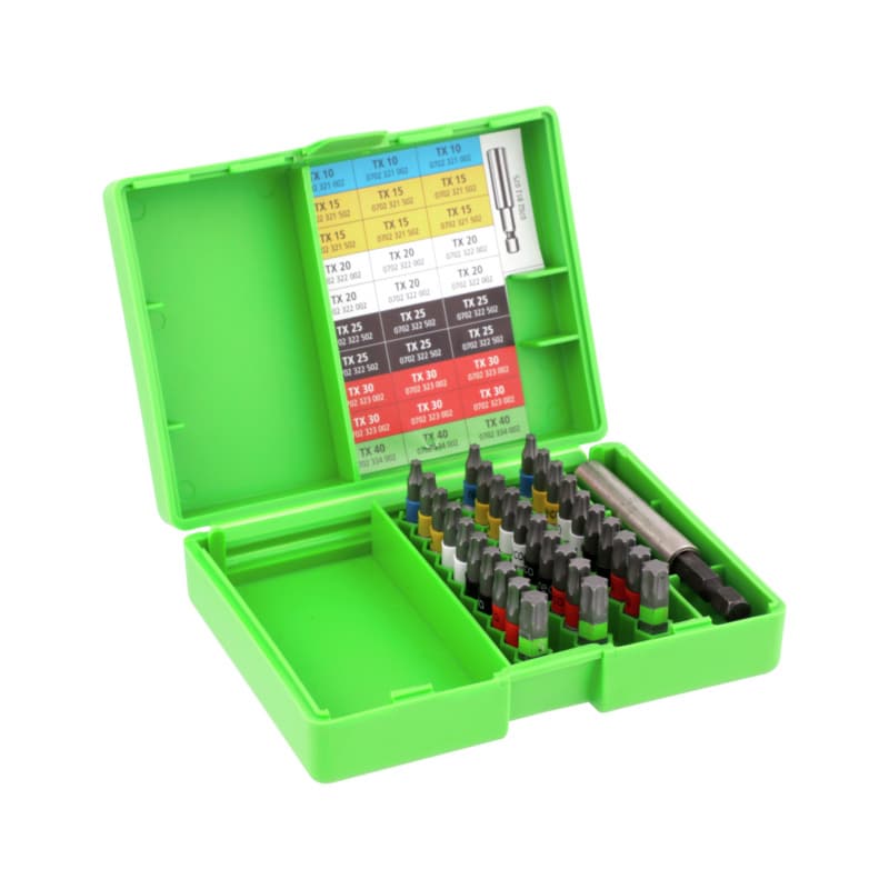 RECA bit set TX torsion, 31 pcs, with bit holder 1/4 inch, E 6.3 TX