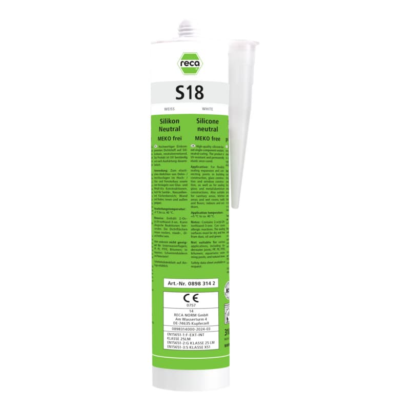 S18 silicone neutral white 310 ml MEKO-free
