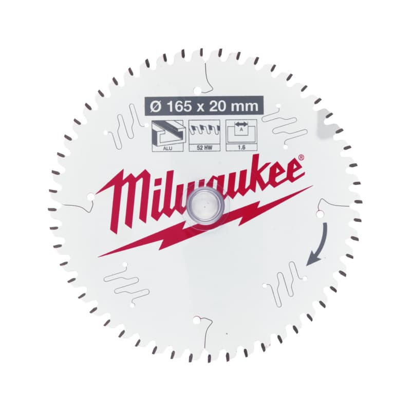 Milwaukee Kreissägeblatt Alu f. Tauchkreissägen 165/20mm Z52 WZ Orgnr.4932479087