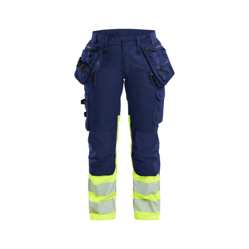 Women's high vis trousers stretch navy blue/high vis yellow 7030 1149 8933 C34