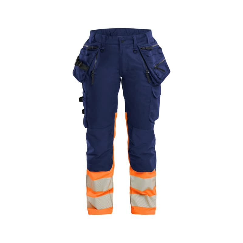 Women's high vis trousers stretch navy blue/orange 7030 1149 8953 C34