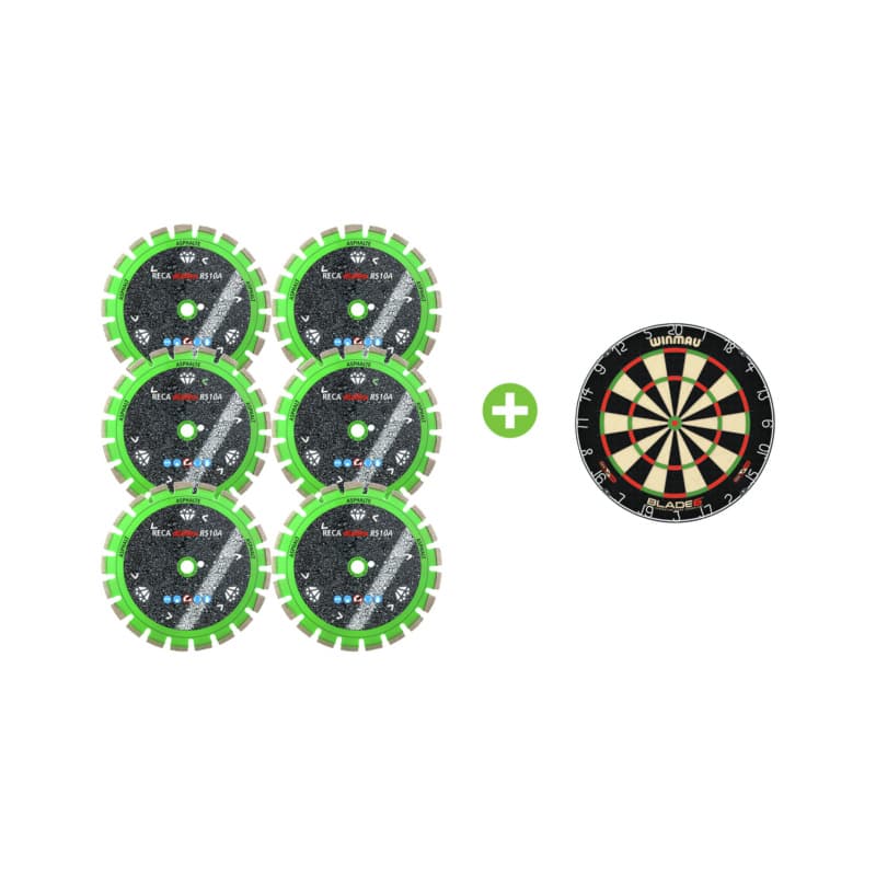 Aktionspaket 6x Ø350/20 RS10A + winmau Dartscheibe