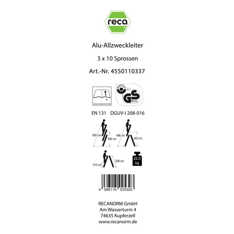 Label, Alu multipurpose ladder 3 pieces with traverse 3x10 rungs