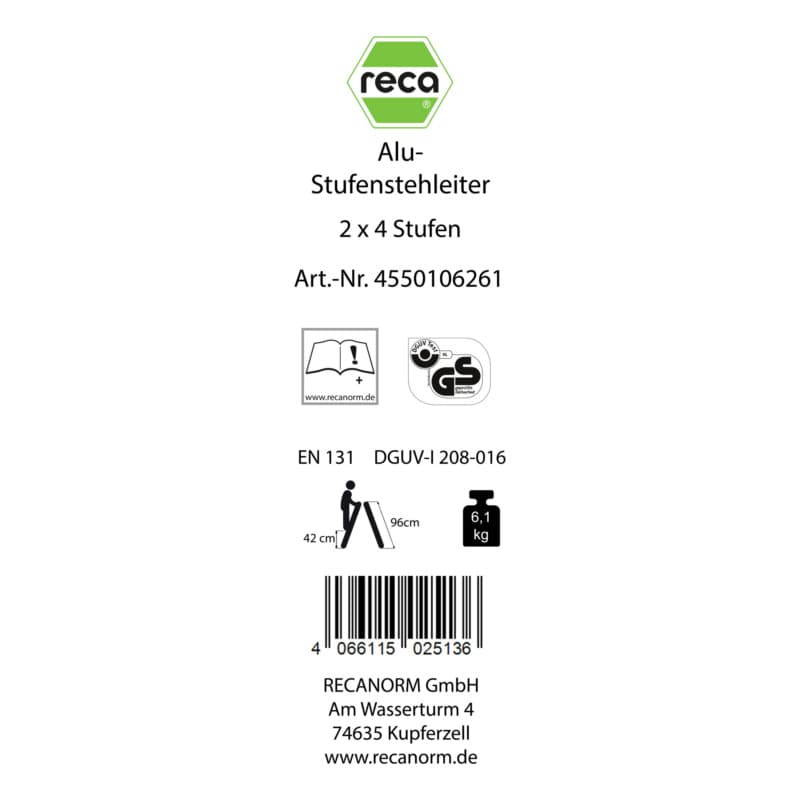 Label, Alu standing ladder with steps 2x4