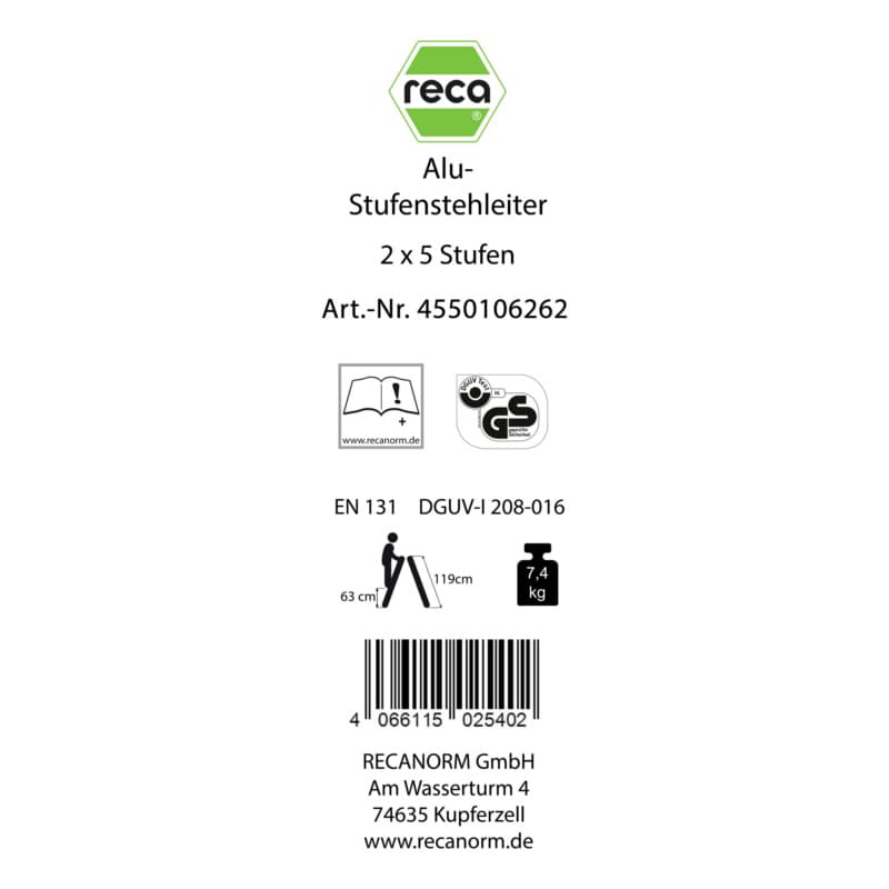 Label, Alu standing ladder with steps 2x5