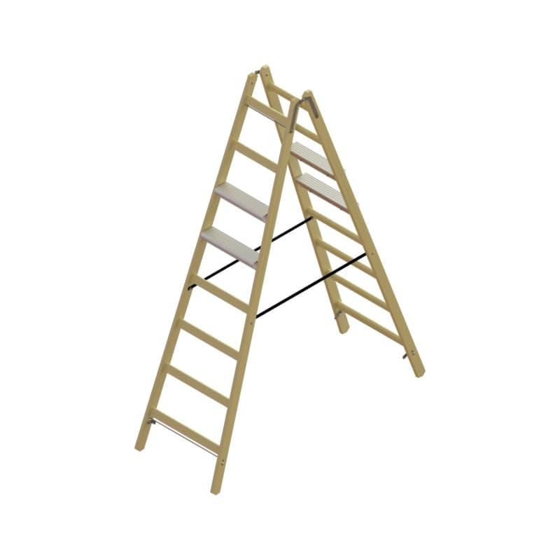 Hybrid standing ladder 2 x 8 rungs double-sided with 2 Alu steps