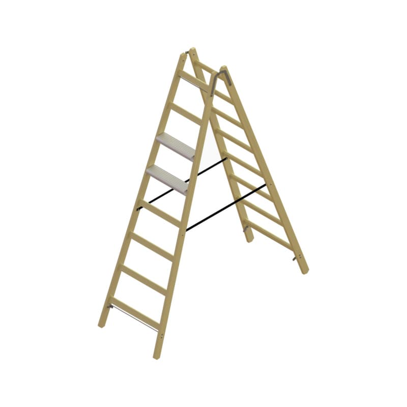 Hybrid standing ladder 2 x 8 rungs onesided with 2 Alu steps