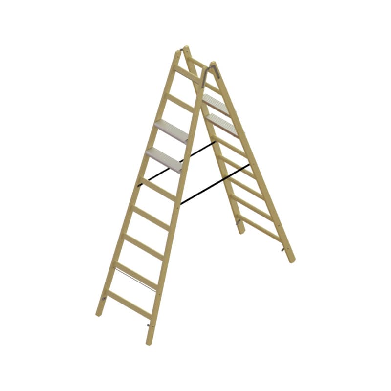 Hybrid standing ladder 2 x 9 rungs double-sided with 2 Alu steps