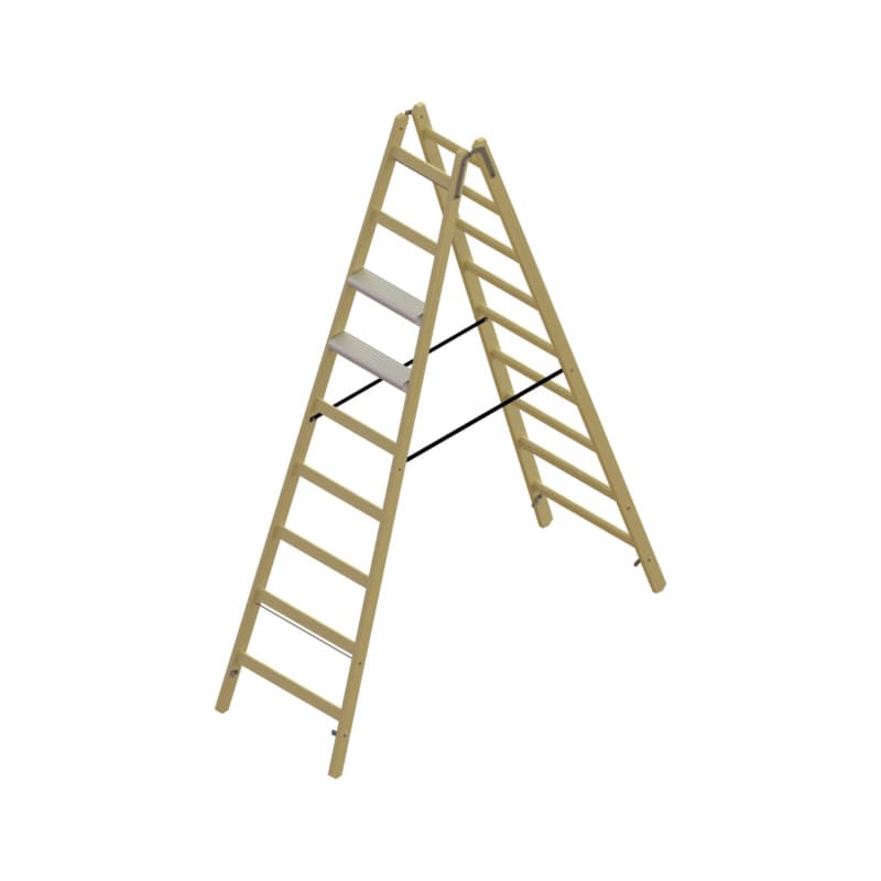 Hybrid standing ladder 2 x 9 rungs onesided with 2 Alu steps