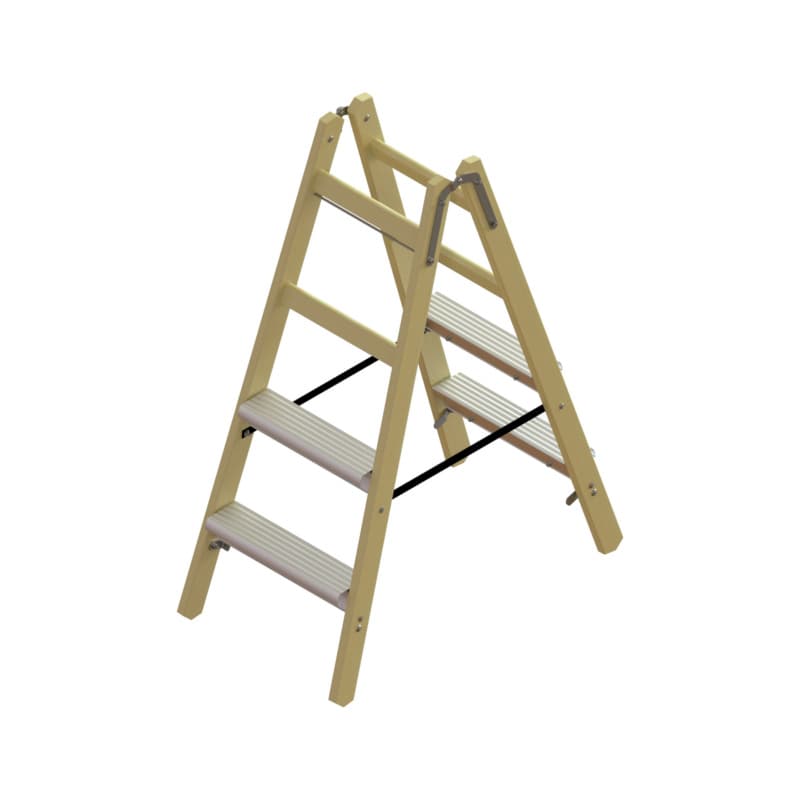 Hybrid standing ladder 2 x 4 rungs double-sided with 2 Alu steps
