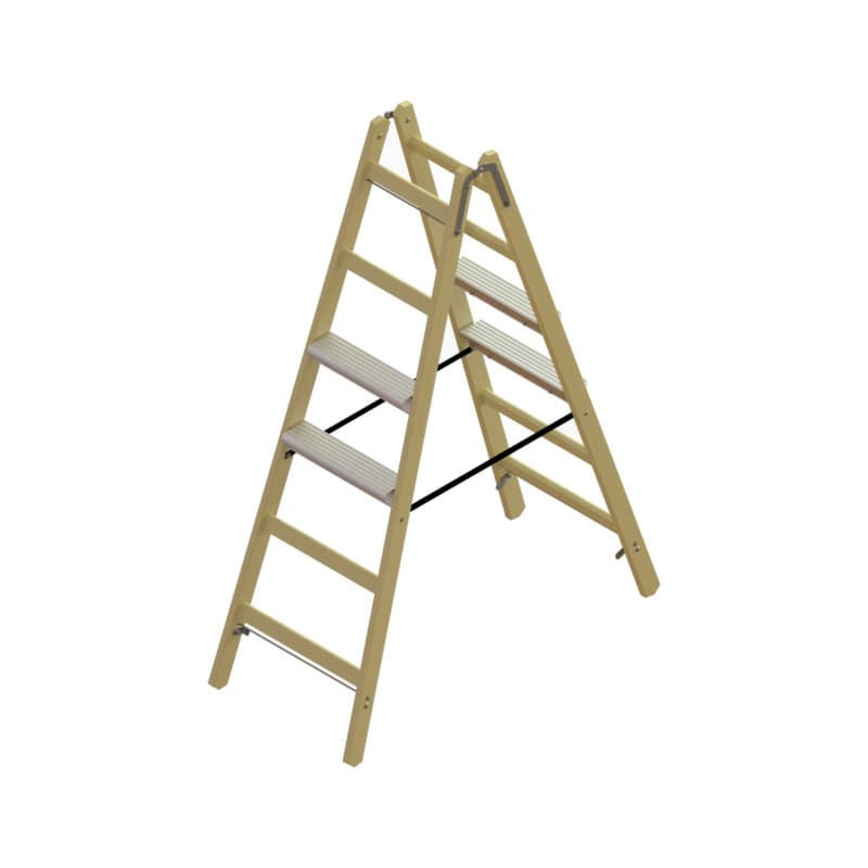 Hybrid standing ladder 2 x 6 rungs double-sided with 2 Alu steps