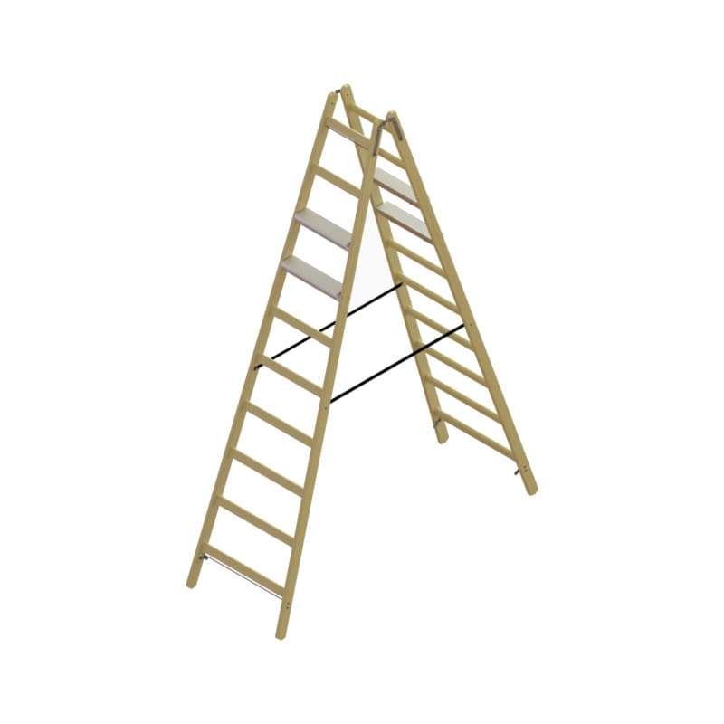 Hybrid standing ladder 2 x 10 rungs double-sided with 2 Alu steps