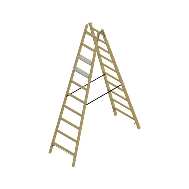 Hybrid standing ladder 2 x 10 rungs onesided with 2 Alu steps