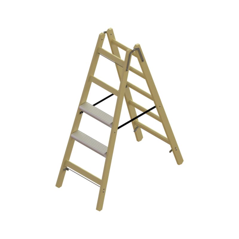 Hybrid standing ladder 2 x 5 rungs onesided with 2 Alu steps