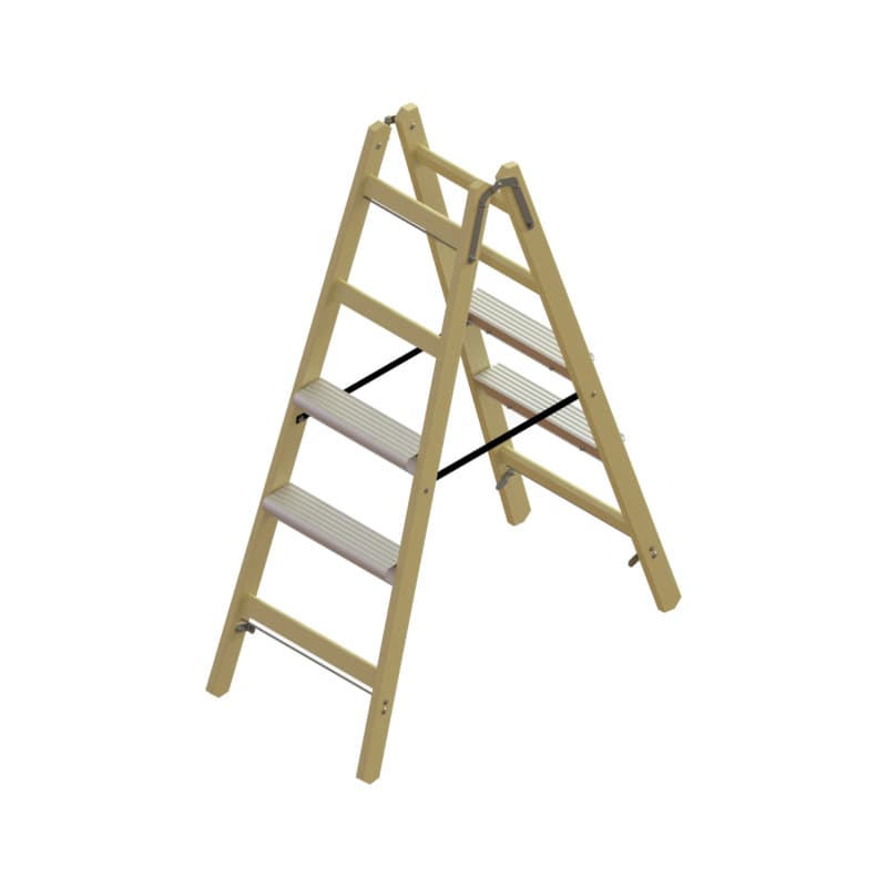 Hybrid standing ladder 2 x 5 rungs double-sided with 2 Alu steps