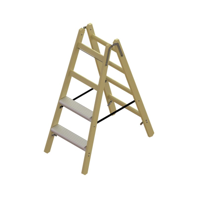 Hybrid standing ladder 2 x 4 rungs onesided with 2 Alu steps
